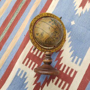 Vintage Rotating Old World Desk Globe Made in Japan Wooden Pedestal